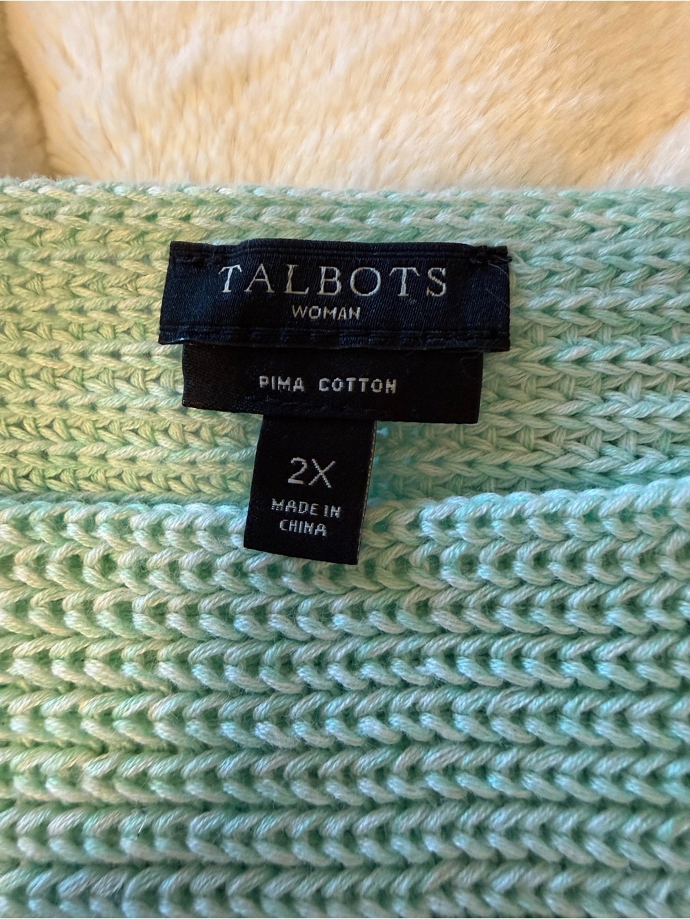 Talbots Woman Pima Cotton Crewneck Sweater in Mint